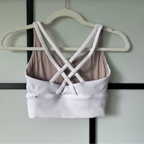 [4] NWOT Lululemon Athletica White Ribbed Longline Energy Sports Bra - Picture 4 of 11